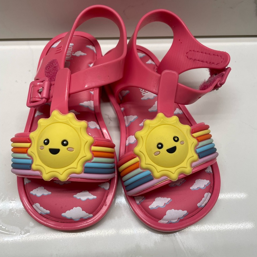 Mini Melissa Pink Sandals with Yellow Sun Design